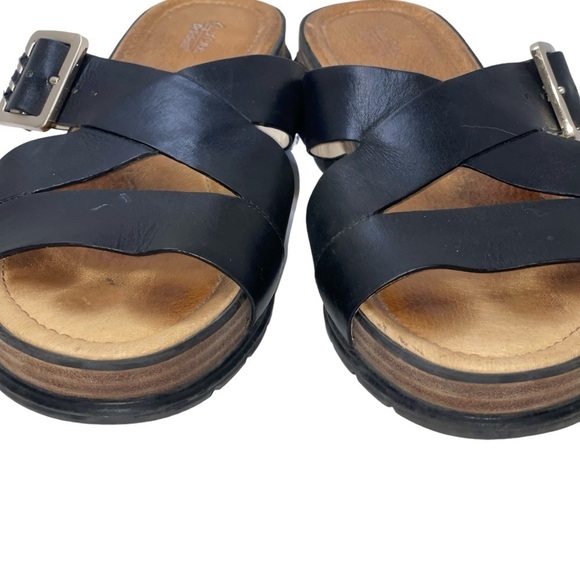 Dr. Scholls Original Collection Sandals Size 10M Black Leather Slip On Cushioned - Picture 4 of 12